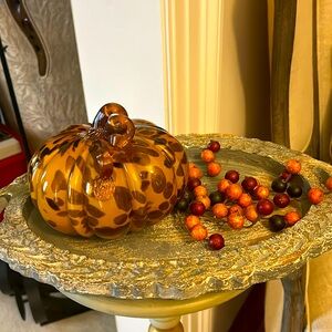 NWT Lavish Home 7” Hand Blown Fall Pumpkin